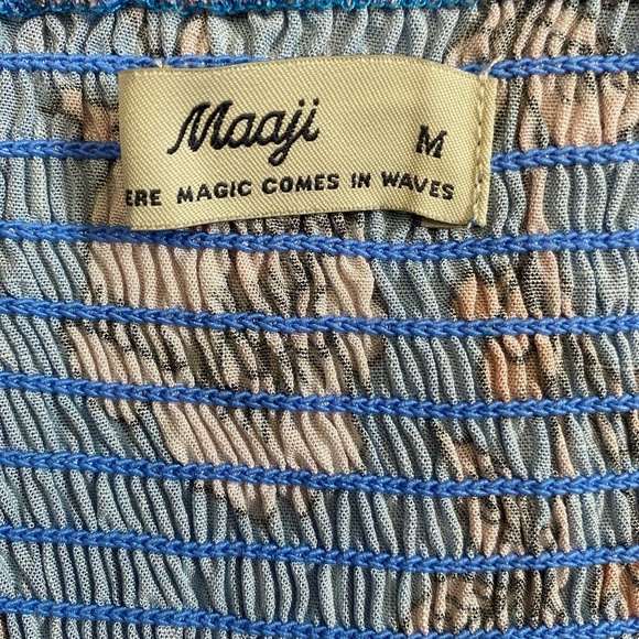 Maaji Floret Kelsey Cover-Up Top, Blue/Orange/Pink Floral, Medium, NWT - Picture 3 of 16